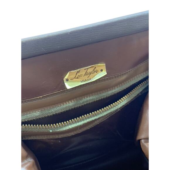 LOU TAYLOR MIAMI Women's Dark Brown Vintage 60's Faux Leather Handbag - Picture 7 of 12